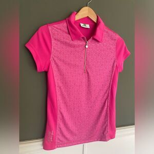 Pickle Ball Golf Biking shirt bright pink with zipper detail size small